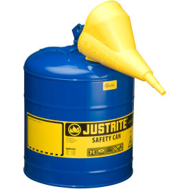Justrite Safety Group 7150310 Justrite® Type I Steel Safety Can With Funnel, 5 Gallon (19L), Self-Close Lid, Blue, 7150310 image.