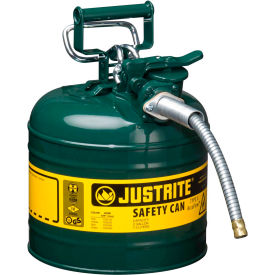 JUSTRITE SAFETY GROUP 7220420 Justrite® Type II AccuFlow™ Safety Can - 2 Gallon with 5/8" Flexible Hose, Green, 7220420 image.