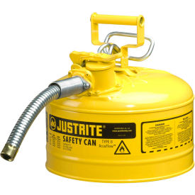 Justrite Safety Group 7225230 Justrite® Type II AccuFlow™ Steel Safety Can, 2.5 Gal., 1" Metal Hose, Yellow, 7225230 image.