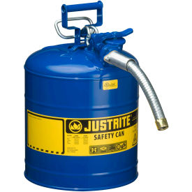 Justrite Safety Group 7250330 Justrite® Type II AccuFlow™ Steel Safety Can, 5 Gal., 1" Metal Hose, Blue, 7250330 image.
