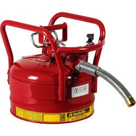 Justrite Manufacturing Co. 7325130 Justrite Accuflow DOT Transport Safety Can For Flammable Liquids, 1" Metal Hose, 2.5 Gal. Cap., Red image.