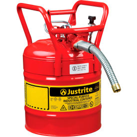 Justrite Manufacturing Co. 7350130 Justrite Accuflow DOT Transport Safety Can For Flammable Liquids, 1" Metal Hose, 5 Gal. Cap., Red image.