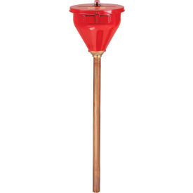 Justrite Manufacturing Co. 8205 Justrite® Safety Drum Funnel For Flammable Liquids, Galvanized Steel, 2.6 Gallon Capacity, Red image.