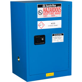 Justrite Manufacturing Co. 861228 Justrite Sure-Grip EX Safety Cabinet, Self Close, 12 Gallon Cap., 23-1/4"W x 18"D x 35"H, Royal Blue image.