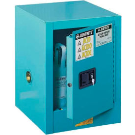 Justrite Safety Group 890422 Justrite 4 Gallon 1 Door, Self-Close, Countertop, Acid Corrosive Cabinet, 17"W x 17"D x 22"H, Blue image.