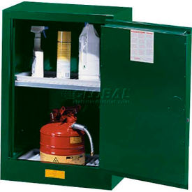 Justrite Safety Group 891204 Justrite 12 Gallon 1 Door, Manual, Compac, Pesticide Cabinet, 23-1/4"W x 18"D x 35"H, Green image.