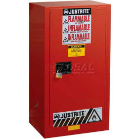 Justrite 20 Gallon 1 Door Manual Compac Paint & Ink Cabinet 23-1/4""W x 18""D x 44""H Yellow