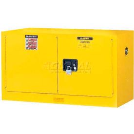 Justrite Safety Group 891720 Justrite 17 Gallon 2 Door, Self-Close, Piggyback, Flammable Cabinet, 43"W x 18"D x 24"H, Yellow image.