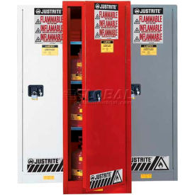Justrite Safety Group 892211 Justrite 36 Gallon 1 Door, Manual, Slimline, Paint & Ink Cabinet, 23-1/4"W x 18"D x 65"H, Red image.
