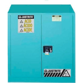 Justrite Safety Group 893302 Justrite 30 Gallon 2 Door, Manual, Acid Corrosive Cabinet, 36"W x 24"D x 35"H, Blue image.