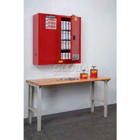 Justrite Safety Group 8934016 Justrite 168 Aerosol Cans, 2 Door, Manual, Wall Mount, Paint & Ink Cabinet, 43"W x 12"D x 44"H, Red image.