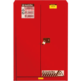 Justrite Manufacturing Co. 894501 Justrite® Flammable Cabinet, Manual Close Double Door, 45 Gal. Cap., 43"W x 18"D x 65"H, Red image.