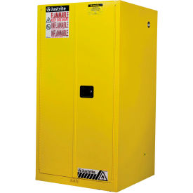 Justrite Manufacturing Co. 896000 Justrite® Flammable Cabinet, Manual Close Double Door, 60 Gal. Cap., 34"W x 34"D x 65"H, Yellow image.