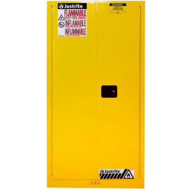 Justrite Manufacturing Co. 896020 Justrite® Flammable Cabinet, Self Close Double Door, 60 Gallon Capacity, 34"W x 34"D x 65"H image.