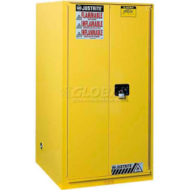 Justrite Safety Group 896030 Justrite 96 Gallon 2 Door, Self-Close, Paint & Ink Cabinet, 34"W x 34"D x 65"H, Yellow image.