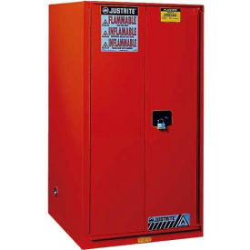 Justrite Safety Group 896031 Justrite 96 Gallon 2 Door, Self-Close, Paint & Ink Cabinet, 34"W x 34"D x 65"H, Red image.
