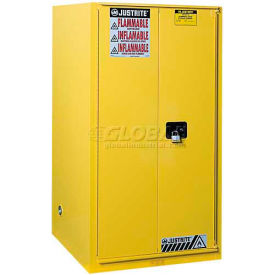 Justrite Safety Group 896080 Justrite 60 Gallon 1 Sliding Door, Self-Close, Flammable Cabinet , 34"W x 34"D x 65"H, Yellow image.