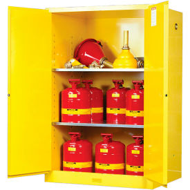 Justrite Manufacturing Co. 899000 Justrite® Flammable Cabinet, Manual Close Double Door, 90 Gal. Capacity, 43"W x 34"D x 65"H image.