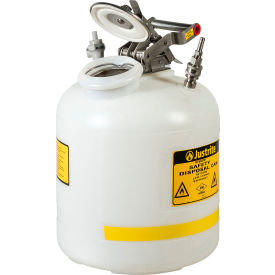 Justrite Manufacturing Co. BY12755 Justrite Quick-Disconnect Disposal Safety Can w/ SS & PP Fittings For 3/8" Tubing, 5 Gal. Cap, White image.
