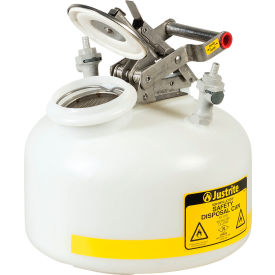 Justrite Manufacturing Co. PP12752 Justrite® Quick-Disconnect Disposal Safety Can w/ PP Fittings For 3/8" Tubing, 2 Gal Cap, White image.