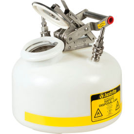 Justrite Manufacturing Co. TF12752 Justrite® Quick-Disconnect Disposal Safety Can w/ SS Fittings For 3/8" Tubing, 2 Gal Cap, White image.