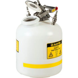Justrite Manufacturing Co. TF12755 Justrite® Quick-Disconnect Disposal Safety Can w/ SS Fittings For 3/8" Tubing, 5 Gal Cap, White image.