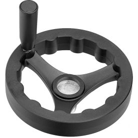 J.W. Winco, Inc 6360010 JW Winco - 6360010 - Plastic 3 Spoked Handwheel w/ Rev Handle - 4.92" Dia x .24" Pilot Hole image.