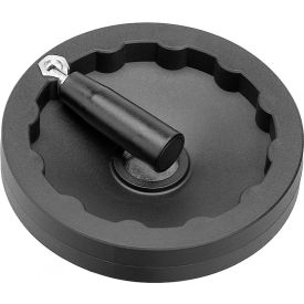 J.W. Winco, Inc 6381015 JW Winco - 6381015 - Plastic Solid Disk Handwheel w/ Retractable Handle - 6.30" D x .24" Pilot Hole image.