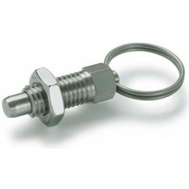 J.W. Winco, Inc 717-4-M6-AK-NI Indexing Plunger w/ Pull Ring Lock Nut SS 3.0x12.0N Pressure M6x1 Thread 4x4mm Pin image.