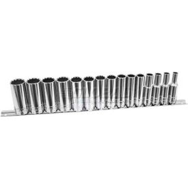 Metric Socket Set, 3/8" Drive, 12 Point, 15 Piece, Deep view 2