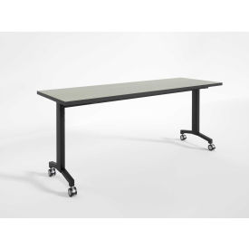 KA Manufacturing Inc. RFLAAC307230BCG RightAngle Flip Training Table w/Casters 30" x 72" Concrete Groovz Top w/Black Base - R-Style Series image.