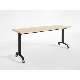 KA Manufacturing Inc. RFLAAC307230BHM RightAngle Flip Training Table w/ Casters 30" x 72", Hardrock Maple w/Black Base - R-Style Series image.