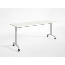 KA Manufacturing Inc. RFLAAC246024SGW RightAngle Flip Training Table w/ Casters 24" x 60", White w/Silver Base - R-Style Series image.