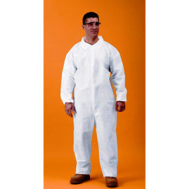 KeyGuard Coverall, Open Wrists & Ankles, Zipper Front, Single Collar, White, L, 25/Case