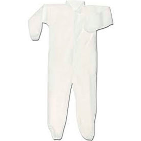 HD Polypropylene Coverall, Elastic Wrists & Ankles, Zipper Front, Single Collar, White, 2XL, 25/CS