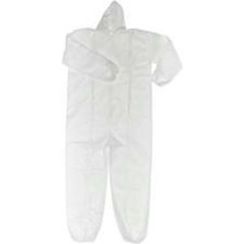 Polypropylene Coverall, Elastic Wrists & Ankles, Attached Hood, Zipper Front, White, 2XL, 25/Case