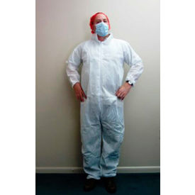 Keystone Adjustable Cap Company Inc CVL-SMS-E-2XL HD SMS Coverall, Elastic Wrists & Ankles, Zipper Front, Single Collar, White, 2XL, 25/Case image.