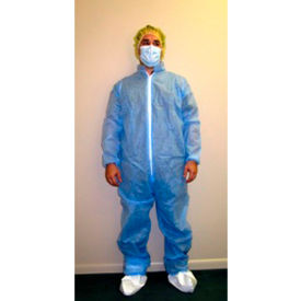 SMS Coverall, Elastic Wrists & Ankles, Zipper Front, Single Collar, Blue, 2XL, 25/Case