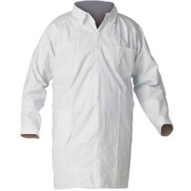 Keystone Adjustable Cap Company Inc LC0-WO-KG-XL KeyGuard® Lab Coat, No Pockets, Open Wrists, Snap Front, Single Collar, White, XL, 30/Case image.