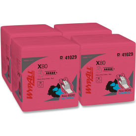 Wypall X80 Hydroknit Wipes 1/4 Fold 12-1/2' x 13" Red 50 Wipes/Pack 4/Case - KIM41029
