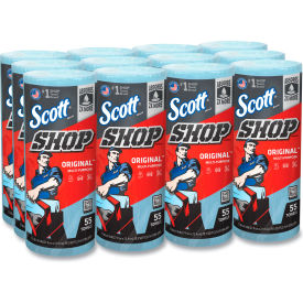 Scott Shop Towels Standard Roll 1-Ply 9.4 x 11 Blue 55/Roll 12 Rolls/Carton - KCM75147