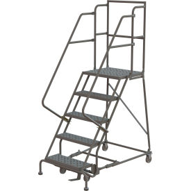 Tri-Arc Perforated 24"W 5 Step Steel Rolling Ladder 20"D Top Step