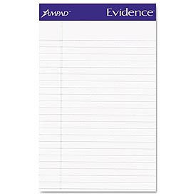 Ampad Corporation AMP20154 Evidence® Recycled Perf 5x8 Jr. Legal Rule Pads, Margin, White, 50 Sheets, Dozen image.