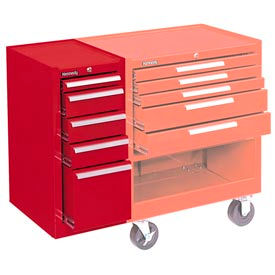 Kennedy Manufacturing Co 185XR Kennedy® 185XR K1800 Series 13-5/8"W X 18"D X 29"H 5 Drawer Red Hang-On Side Cabinet image.