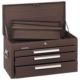 Kennedy Manufacturing Co 263B Kennedy® 263B Signature Series 26-1/8"W X 12"D X 14-3/4"H 3 Drawer Brown Mechanics Chest W/Tray image.