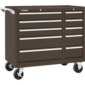 Kennedy® K1800 10 Drawer Roller Cabinet 39-3/8"W x 18" x 34-15/16"H Brown