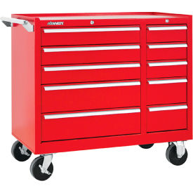 Kennedy® K1800 10 Drawer Roller Cabinet 39-3/8"W x 18" x 34-15/16"H Red