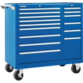Kennedy® K1800 15 Drawer Roller Cabinet 39-3/8"W x 18" x 39"H Blue