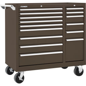Kennedy® K1800 15 Drawer Roller Cabinet 39-3/8"W x 18" x 39"H Brown