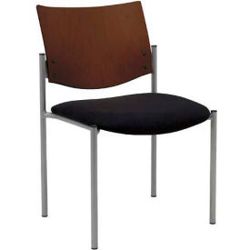 KFI Armless Guest Chair  -  Chocolate Wood Back Black Fabric Seat